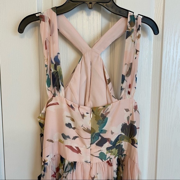 Adrianna Papell Floral-Print Twist Halter Gown in Blush Multi - Picture 8 of 12